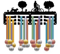 CREATCABIN Cycling Medal Holder Bicycle Medal Hanger Medal Rack Display Hanging Awards Wall Mounted Room Decor 3 Lines Design Hold 60+ Medals for Cycling Player Race Winner Medalist 11.4x5.1 Inch
