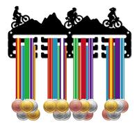 CREATCABIN Cycling Medal Holder Medal Hangers Display Rack Sports Metal Hanging Awards Iron Small Mount Decor Awards for Men Women Wall Home Badge Bike Cycle Mountain Medalist Gift Black 11.4x5.1 Inch