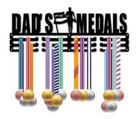CREATCABIN Dad's Medals Medal Hangers Display Running Medal Holder Rack Sports Metal Hanging Athlete Awards Iron Wall Mount Decor over 60+ Medals for Running Race Marathon Football Black 15.7x5.9 Inch