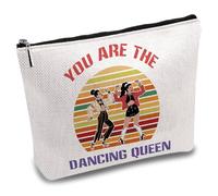 CREATCABIN Dance Canvas Makeup Bag Cosmetic Pouches Bags Portable Travel Make Up Canvas Toiletry Organizer Storage Purse Case with Zipper for Ballet Women Gifts 10 x 7 Inch-You are the Dancing Queen