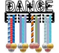 CREATCABIN Dance Medal Hanger Dancer Medal Holder Display Dancing Awards Lanyard Ribbons Organizer Small Metal Black Rack Mounted for Wall Hanging 40+ Medals Sport Race Players Athletes 11.4 x 5.1inch