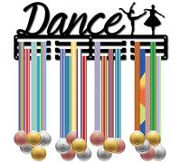 CREATCABIN Dance Medal Hanger Display Medal Holder Rack Black Iron Wall Mounted Hooks Wall Hanging Over 50 Medals Rack Organizer Medal Shelf Sport Stand Frame for Woman Ribbon Medalist 15.7 x 6Inch