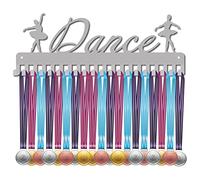 CREATCABIN Dance Medal Hanger Display Sports Medal Holder Display Award Metal Iron Holder Rack Frame Wall Mounted for Athletes Medalist Runner Soccer Gymnastics Marathon 20Pcs Hooks 15.7 x 5.5 Inch
