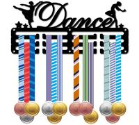 CREATCABIN Dance Medal Hanger Display Sports Medal Holder Rack Race Ribbons Organizer Awards Small Black Metal Case Frame Competition Players for Hanging over 40 Medals Dancer Dancing 11.4 x 5.1Inch