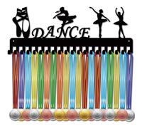 CREATCABIN Dance Medal Hangers Medal Holder Display Hanger Rack Sports Metal Hanging Athlete Awards Iron Wall Mount Decor with 20 Hooks for Wall Women Competition Dance Ballet Black 15.7 x 5.9 Inch