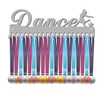 CREATCABIN Dance Medal Holder Dancer Medals Hanger Display Stand Wall Mount Hanger Decor Stainless Steel Hanging for Home Badge 20 Hooks Medalist Running Soccer Gymnastics Over 60 Medals, Silver