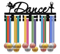 CREATCABIN Dance Medal Holder Dancer Sport Medal Hanger Medal Rack Display Wall Rack Mounted over 30 Medals Wooden for Soccer Swimming Bicycle Running Athletes Champions Medalist Black 15.7x5.1Inch