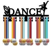 CREATCABIN Dance Medal Holder Display Medal Hanger Rack Dancers Gymnast Medal Display Stand Acrylic Wall-Mounted with 12 Separate Hooks Hang 0ver 40+ Medals for Dancers Gymnasts Black 11.4×5.1inch