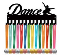 CREATCABIN Dance Medal Holder Display Medal Hanger Rack Sports Metal Hanging Awards Iron Small Mount Decor With 14 Hooks for Wall Home Badge Race Running Gymnastics Swimming Black 11.4 x 5.1Inch