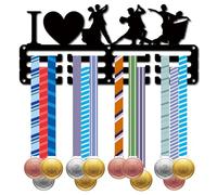 CREATCABIN Dance Medal Holder Medal Hanger Display Rack Sports Metal Hanging Awards Iron Small Mount Decor for Men Women Wall Home Ballroom Dance Waltz Medalist Black 11.4 x 5.1 Inch-I Love Dance