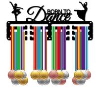 CREATCABIN Dance Medal Holder Medal Hangers Medal Rack Display Sports Metal Hanging Awards Iron Small Mount Awards for Women Wall Home Badge Race Running Medalist Black 11.4 x 5.1 Inch-Born to Dance