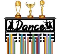 CREATCABIN Dance Medal Holder Sports Trophy Shelf Medal Hanger Display with Shelf Stand Ribbon Organizer Sports 3 Rows Iron Wall Mount Hold 60+ Medals for Dancing Dancers Players Swimming Awards Rack