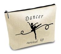 CREATCABIN Dancer Canvas Bag Dance Makeup Bag Multi Purpose Zipper Canvas Bag Toiletry Travel Tote Case Purse Pouches Portable Survival Kit Large Ballet for Women Friend Gifts 10x7inch