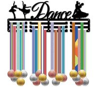 CREATCABIN Dancing Medal Holder Dancer Medal Hanger Display Wall Rack Frame Metal Black Hanging 60+ Awards Mount Decor Sports Ribbon Organizer for Dance Athlete Players Race Gifts 15.7 x 5.9 Inch