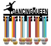 CREATCABIN Dancing Queen Medal Hanger Acrylic Display Medal Holder Rack Sports Hanging Athlete Awards Wall Mount Decor over 40 Medals for Gymnastics Ribbon Soccer Running Swimming Black 11.4 x 5.1Inch