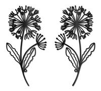 CREATCABIN Dandelion Metal Wall Art Iron Flower Wall Decor Hanging Black Hollow Out Symmetry Silhouette Ornament Iron Sign for Yoga Studio Indoor Outdoor Home Office Decoration Gift Black 11.8x6Inch