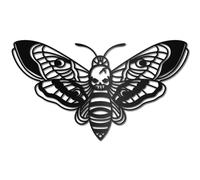 CREATCABIN Death Head Moth Metal Wall Decor Black Skull Metal Wall Art Hanging Ornament Iron Moth Wall Decoration Sculpture Butterfly Gothic Wall Decor for Modern Farmhouse Rustic Home 12 x 6.7Inch