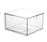 CREATCABIN Disposable Face Towel Holder Face Cloth Storage Box Clear Acrylic Stackable Makeup Clean Skin Club Towels Organizer Container Bin with Drawer for Bathroom Coutertop Accessory 6.5 x 6 x 3.9