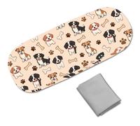 CREATCABIN Dog Eye Glasses Case Hard Shell Leather Sunglasses Case Portable Slim Clamshell Protective Spectacle Storage Holder Pouch with Cleaning Cloth for Outdoor Travel Men Women 6.4x2.5x1.5 Inch