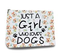 CREATCABIN Dog Makeup Bags for Women Travel Cosmetic Bag Zipper Pouch Tool Multi Purpose Case Toiletry Packing Purse Storage Bag Organizer for Pet Owner Gifts 10x7Inch-Just a Girl Who Loves Dogs