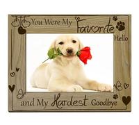 CREATCABIN Dog Memorial Picture Frame Pet Wood Photo Frames Engraved Display Wooden Tabletop Remembrance Picture Frame Dog Bereavement Sympathy Gifts for Hanging Wall Home Desk Decor 4x6Inch