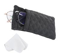 CREATCABIN Double Glasses Case Soft PU Leather Eyeglasses Case Bags Slim Spectacle Cases Sunglasses Holder Pouch Travel Portable Squeeze Top with Cleaning Cloth Gift for Women Men Black 7 x 4 Inch