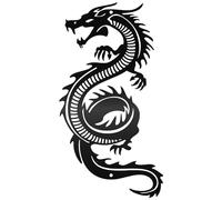 CREATCABIN Dragon Metal Wall Decor Black Iron Wall Art Japanese Chinese Dragon Sculpture Hanging Wall Artwork Decor Gothic Wall Signs Decoration for Indoor Outside Living Room Home Office 11.8x6.3Inch