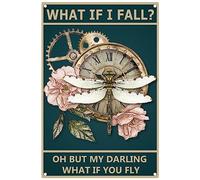 CREATCABIN Dragonfly Sign Vintage Metal Tin Sign Wall Decor Retro Painting Poster Plaque Iron Decoration Art Mural Hanging Gift for Home Kitchen Bar Restaurant Room Cafe Pub Club 12 x 8 Inch