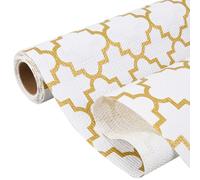 CREATCABIN Drawer Shelf Liner for Kitchen Cabinet Non Slip Waterproof Shelf Paper Non Adhesive Refrigerator Liners PVC Golden Clover Closet Liner Mats Protect for Shelves Cupboard Dresser 11.8inx9.8Ft