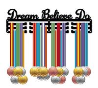 CREATCABIN Dream Believe Do Medal Holder Display Hanger Rack Sports Awards Metal Holder Rack Wall Mounted Stainless Steel Metal Hanging for Athletes Player Gymnastics Over 60 Medals 15.7 x 4.5 Inch