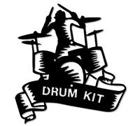 CREATCABIN Drum Kit Metal Wall Art Decor Iron Wall Art Black Hollow Sculpture Hanging Decor Rustic Ornament Wall Hanging Music Sign for Recording Studio Music Room Home Office 10 x 11Inch