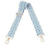 CREATCABIN Embroidered Purse Strap Blue Crossbody Bag Straps Nylon Adjustable Crochet Knit Retro Rhombus Pattern Purses Wide Shoulder Belt Replacement for Guitar Bags Handbags Women 57.1 x 1.5 Inch