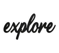 CREATCABIN Explore Word Cutout Sign Laser Cut Wood Letter Sign Black Wall Decor Unfinished Wooden Signs Wall Art Basswood Hanging Sculpture Decor for Craft DIY Home Farmhouse Front Door 11.9x5.9Inch