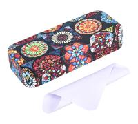 CREATCABIN Eyeglasses Case Hard Shell Eyeglasses Case Leather Portable Protective Cover Mandala Sunglasses Holder Portable Protective Storage Organizer with Cleaning Cloth for Women Men Travel