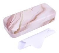 CREATCABIN Eyeglasses Case Hard Shell Eyeglasses Case Portable Protective Glasses Cover Sunglasses Holder Portable Protective Storage Organizer with Cleaning Cloth Gift for Women Men Travel Marble