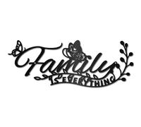 CREATCABIN Family Metal Wall Art Black Wall Sculpture Iron Wall Decor Indoor Decoration Living Room Bathroom Kitchen Garden Display Gift for Family Friends Housewarming Party Birthday 15.7x5.9 Inch