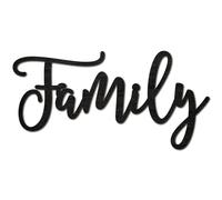 CREATCABIN Family Word Cutout Sign Laser Cut Wood Letter Sign Black Wall Decor Unfinished Wooden Signs Wall Art Basswood Hanging Sculpture Decor for Craft DIY Home Farmhouse Front Door 11.9x5.9Inch