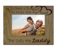 CREATCABIN Father & Daughter Picture Frames Engraved Natural Wood Picture Frame Display Pictures Printing 4x6 Wall Mounting Brown Poster Photo Frame Stand for Wall Decor Hanging Gallery 6x8Inch