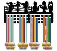 CREATCABIN Female Boxing Medal Holder Medal Hanger Display Women's Boxing Rack Sports Metal Hanging Awards Iron Small Mount Decor for Women Wall Home Badge Running Medalist Black 11.4 x 5.1 Inch
