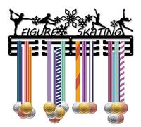 CREATCABIN Figure Skating Medal Holder Display Medal Hanger Medal Wall Mount Frame Sports Medals Hanger Black Wall Decoration Medal Organizer Rack for Hanging 60 Medals Awards Running 15.7 x 5.9 Inch