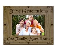 CREATCABIN Five Generations Picture Frame Wood Photo Frame Holds Display Pictures 4x6 Wall Mounting Printing Poster Frame Stand for Wall Gallery Tabletop Decor 6 x 8Inch-One Family Many Hearts