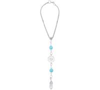CREATCABIN Flower Rear View Mirror Car Charms Crystal Boho Car Mirror Hanging Decor Car Decoration Ornament Sun Catcher Healing Crystals Stones Gift for Family Friends Brother Car Owner 5.43 Inch Blue
