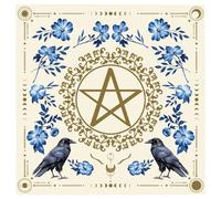 CREATCABIN Flower Star Crow Altar Cloth Witchcraft Mat Tapestry Tablecloth Ritual Spiritual Cloth Velvet Tarots Cards Table Napkin Cloth Square Wall Art Divinations Cloth for Wiccan 20x20Inch