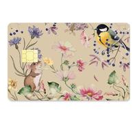 CREATCABIN Flowers Card Skin Sticker Debit Credit Card Skins Covering Bird Mouse Personalizing Bank Card Protecting Decals Waterproof No Bubble Slim Removable for Transportation Key Card 7.3x5.4Inch