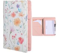 CREATCABIN Flowers Server Books Organizer with Zipper Pocket PU Leather Restaurant Guest Check Waitress Receipt Book Presenters Card Holder for Waitress Waiter Bartender Accessories 7.8x4.9 Inch