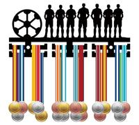 CREATCABIN Football Sport Medal Rack Medal Hanger Display Acrylic Medal Holder Badge Ribbon Race Medal Exhibition Rack Wall Mount Medal Hanger Hooks for Soccer Competition 11.4x5.1in
