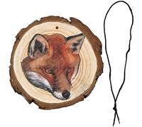 CREATCABIN Fox Animal Handcraft Elk Small Wood Wall Hanging Sign Rustic Wooden Plaque Wall Art Gift for Farmhouse Home Decor Office Bar Pub Decoration 3.39 x 3.94inch