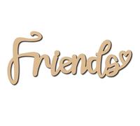 CREATCABIN Friends Wood Cutouts Wooden Laser Cut Decorative Word Signs Blank Slices Script Unfinished Letter Ornaments for Wreath Home Cafe Shop Apartment Farmhouse Porch Party Wall 11 x 4.7 inch