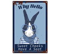 CREATCABIN Funny Bathroom Metal Tin Sign Bunny Rabbit Sweet Cheeks Signs Vintage Cardinals Wall Art Decor Rustic Farmhouse Backyard Home Bar Toilet Restroom Wall Patio Garden Decorations 8 x 12 Inch