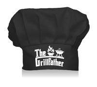 CREATCABIN Funny Chef Hats The Grillfather Cooking Hat BBQ Chef Wear Hidden Back Adult Adjustable Elastic Baker Catering Onion Shape Kitchen Cap for Women Men Mother's Day Father's Day Birthday Gift